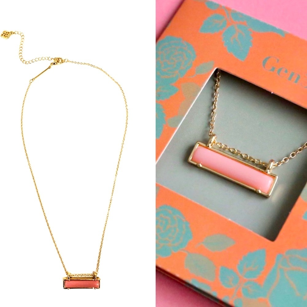 GEN3 || Stella Pink Pendant - Gold Bar Necklace ✨NWT✨